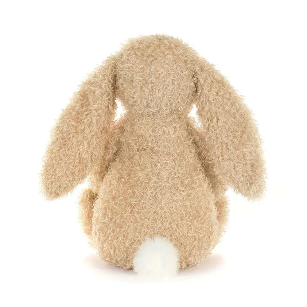 Jellycat Bashful Luxe Bunny Curly plush toy with soft curly fur and floppy ears, ideal for cuddling and play.