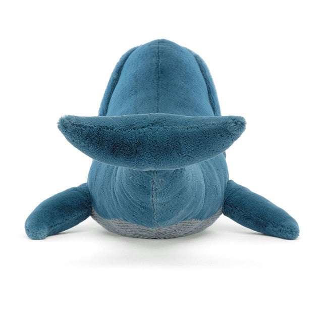 Jellycat Gilbert the Great Blue Whale plush toy with soft fabric and detailed features, large size, perfect for cuddling.