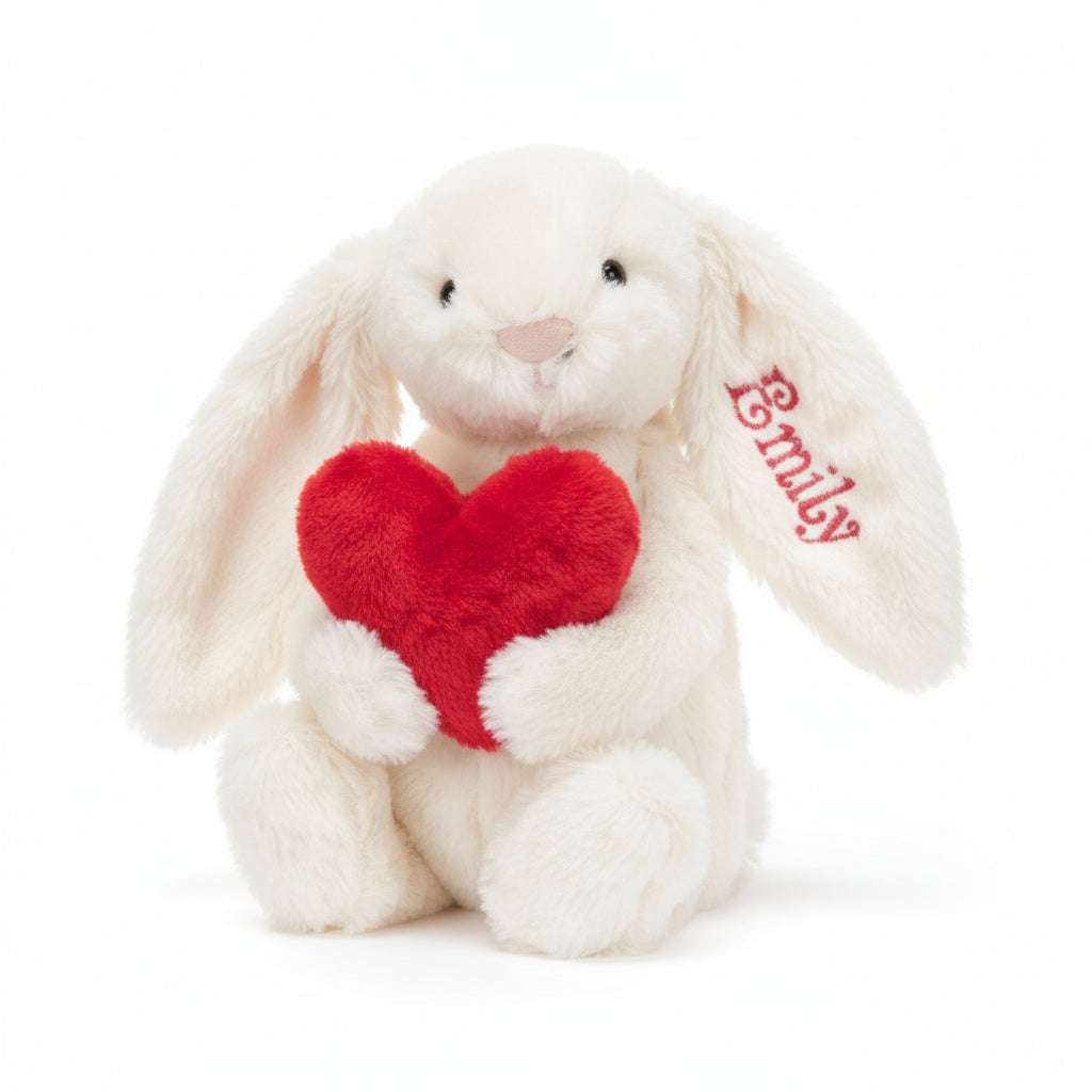Personalised Bashful Red Love Heart Bunny Medium - Caitly