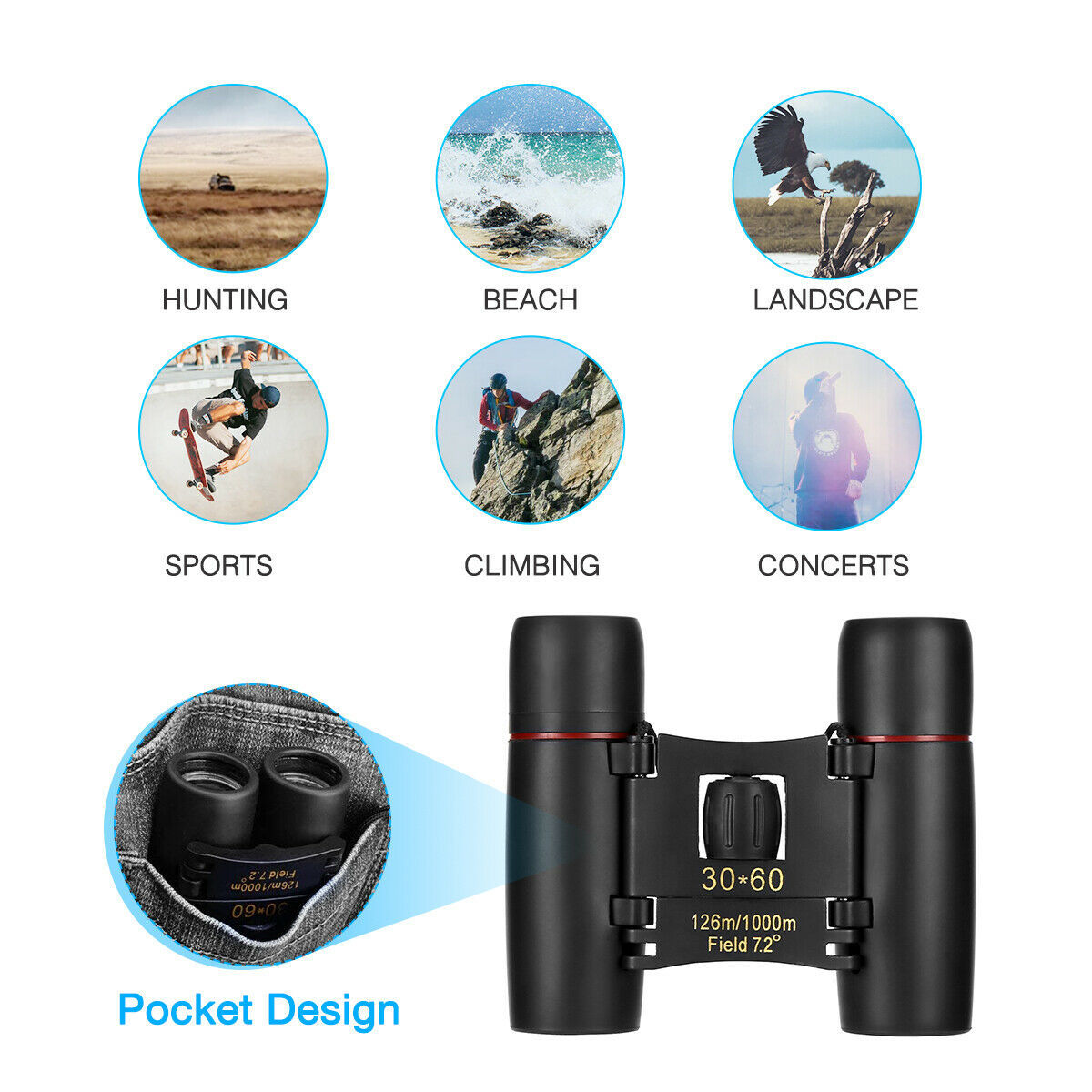 Compact Travel Zoom Binoculars - vuliza