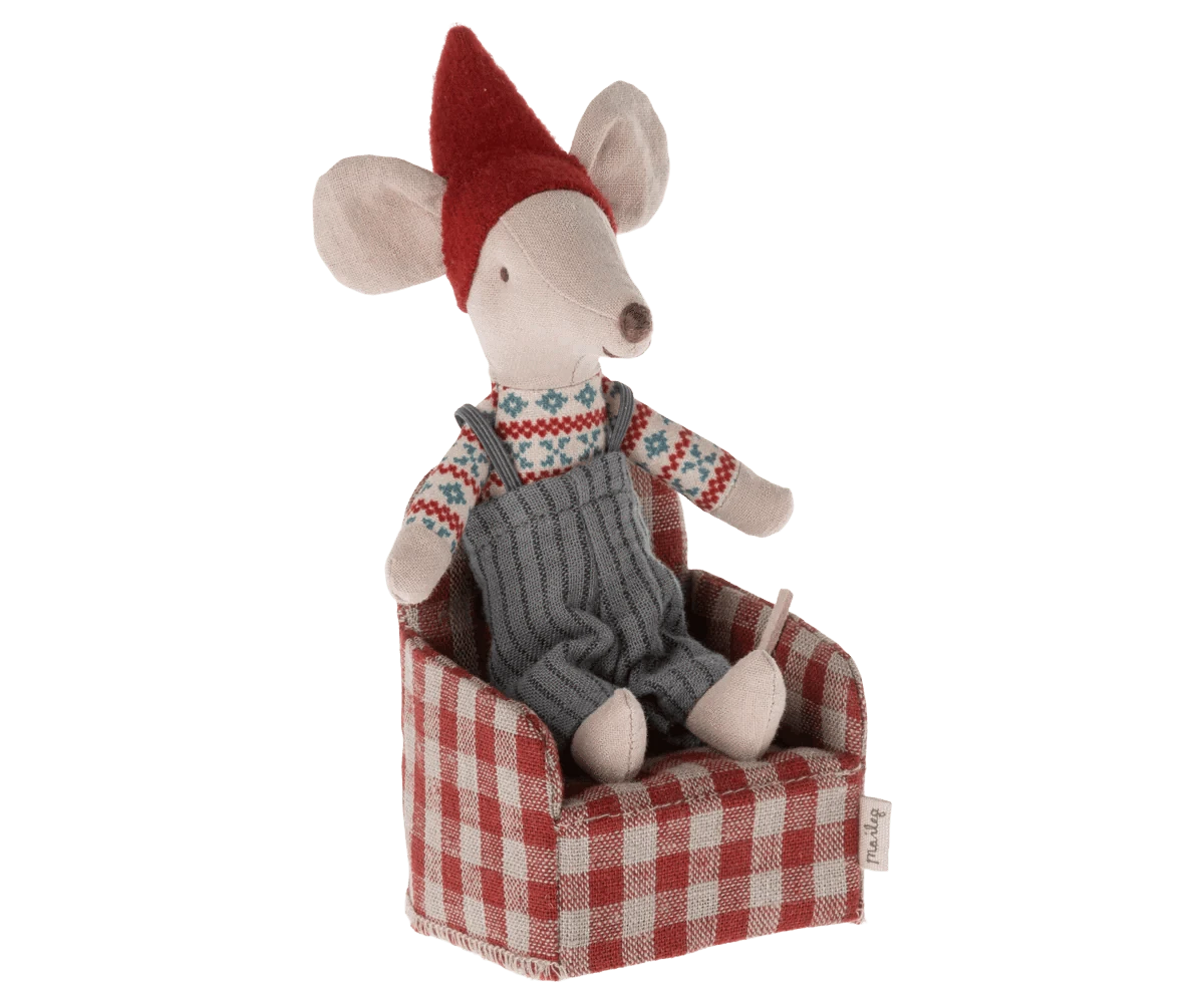 Maileg Chair, Mouse - Red Jelly cat