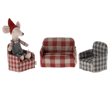 Maileg Chair, Mouse - Red Jelly cat