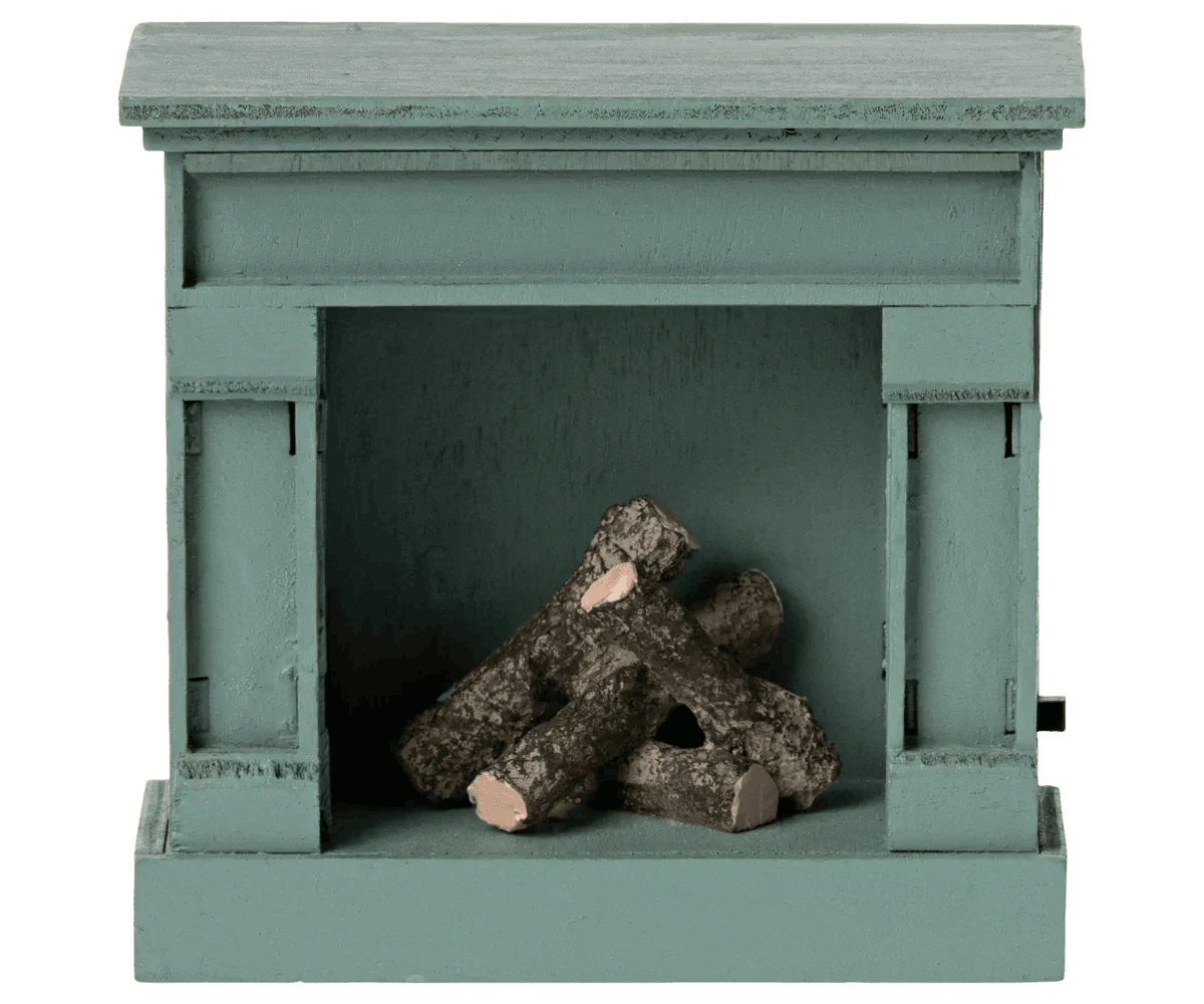 Maileg Fireplace, Mouse - Blue - Caitly