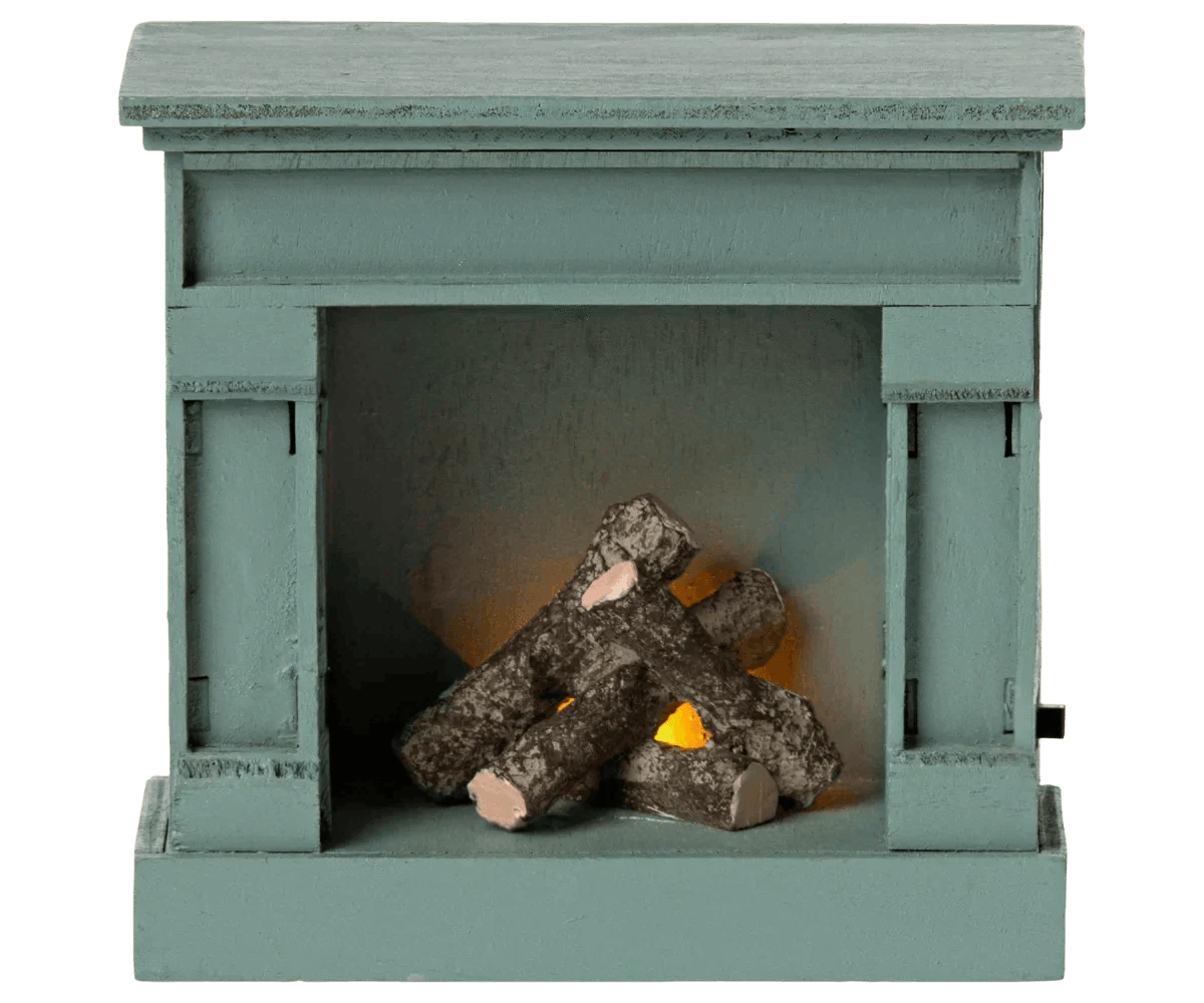 Maileg Fireplace, Mouse - Blue - Caitly
