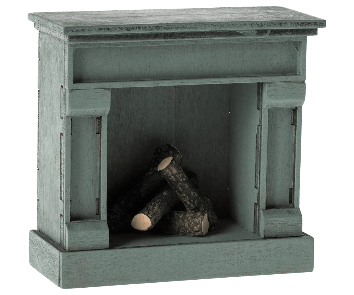 Maileg Fireplace, Mouse - Blue - Caitly