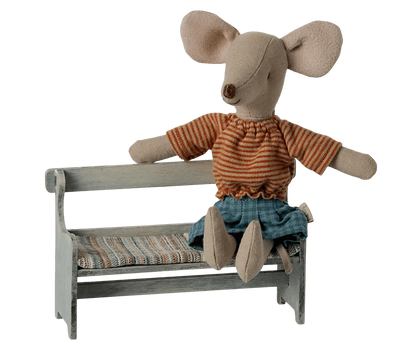 Maileg Bench, Mouse - Vintage off white Jelly cat
