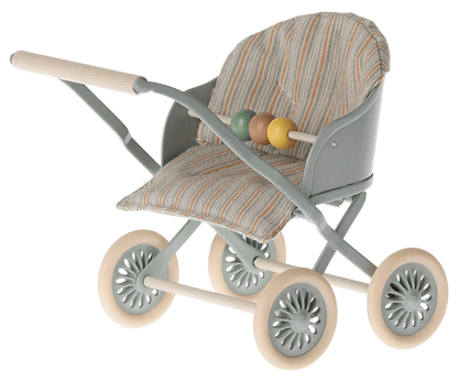 Maileg Stroller, Baby Mice- Blue - Caitly