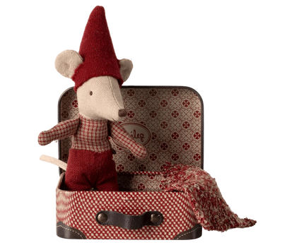 Maileg Christmas Mouse, Baby in Suitcase Jelly cat