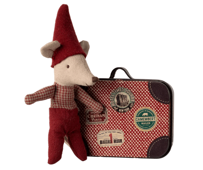 Maileg Christmas Mouse, Baby in Suitcase Jelly cat