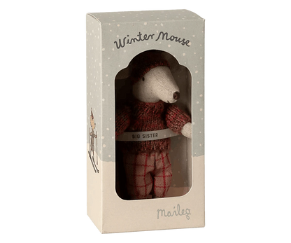 Maileg Winter mouse with ski set, Big sister - Rose - Caitly