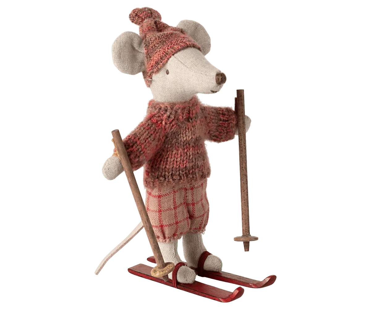 Maileg Winter mouse with ski set, Big sister - Rose - Caitly