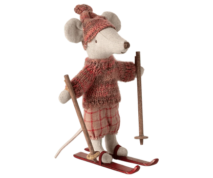 Maileg Winter mouse with ski set, Big sister - Rose - Caitly