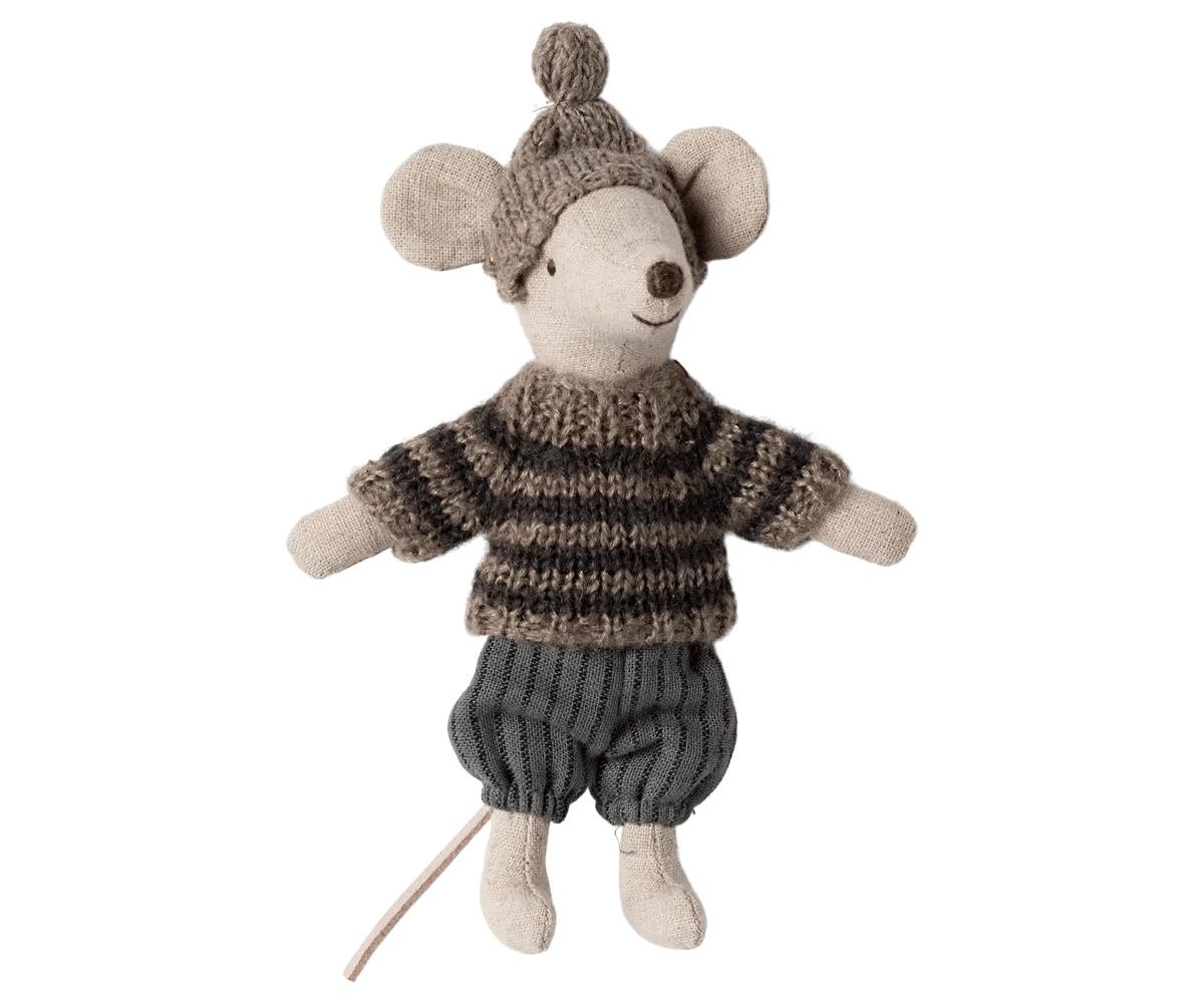 Maileg Winter mouse with ski set, Big brother - Grey - Caitly