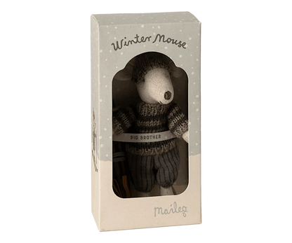Maileg Winter mouse with ski set, Big brother - Grey - Caitly