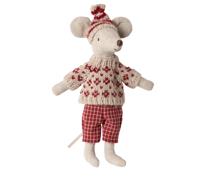 Maileg Winter mouse with ski set, Mum - Red - Caitly