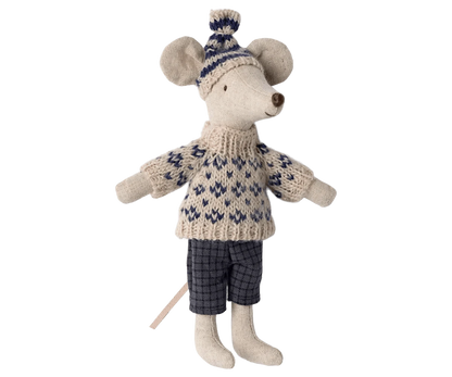 Maileg Winter mouse with ski set, Dad - Blue - Caitly