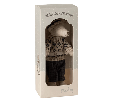 Maileg Winter mouse with ski set, Dad - Blue - Caitly