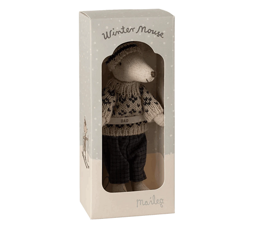 Maileg Winter mouse with ski set, Dad - Blue - Caitly