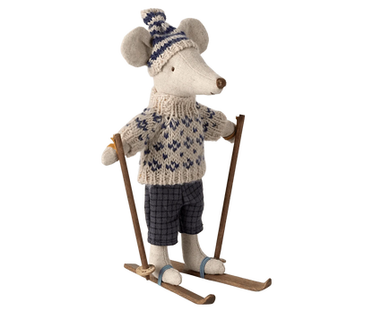 Maileg Winter mouse with ski set, Dad - Blue - Caitly