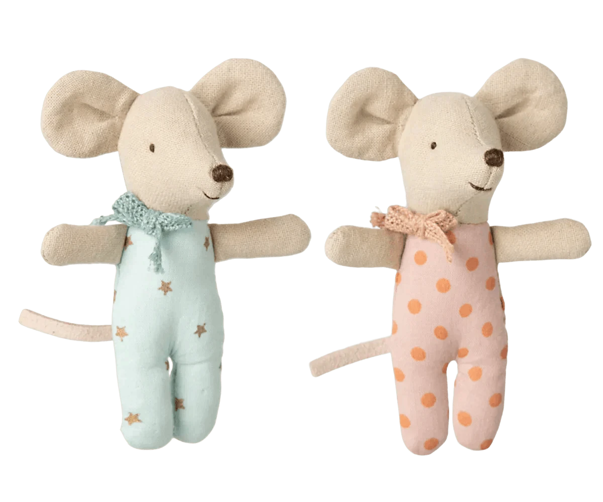 Maileg Twins, Baby Mice in Matchbox Stars/Dots - Caitly