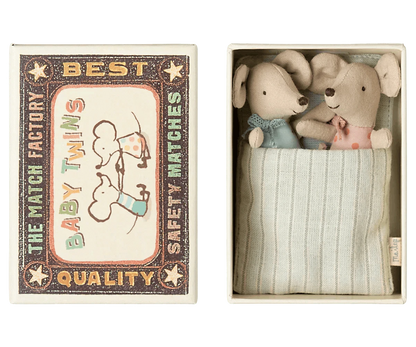 Maileg Twins, Baby Mice in Matchbox Stars/Dots - Caitly