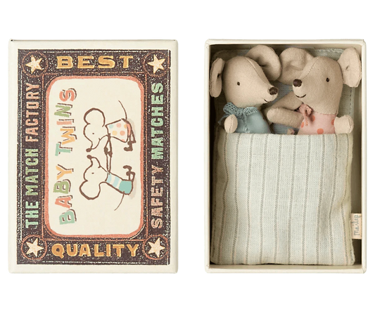 Maileg Twins, Baby Mice in Matchbox Stars/Dots - Caitly