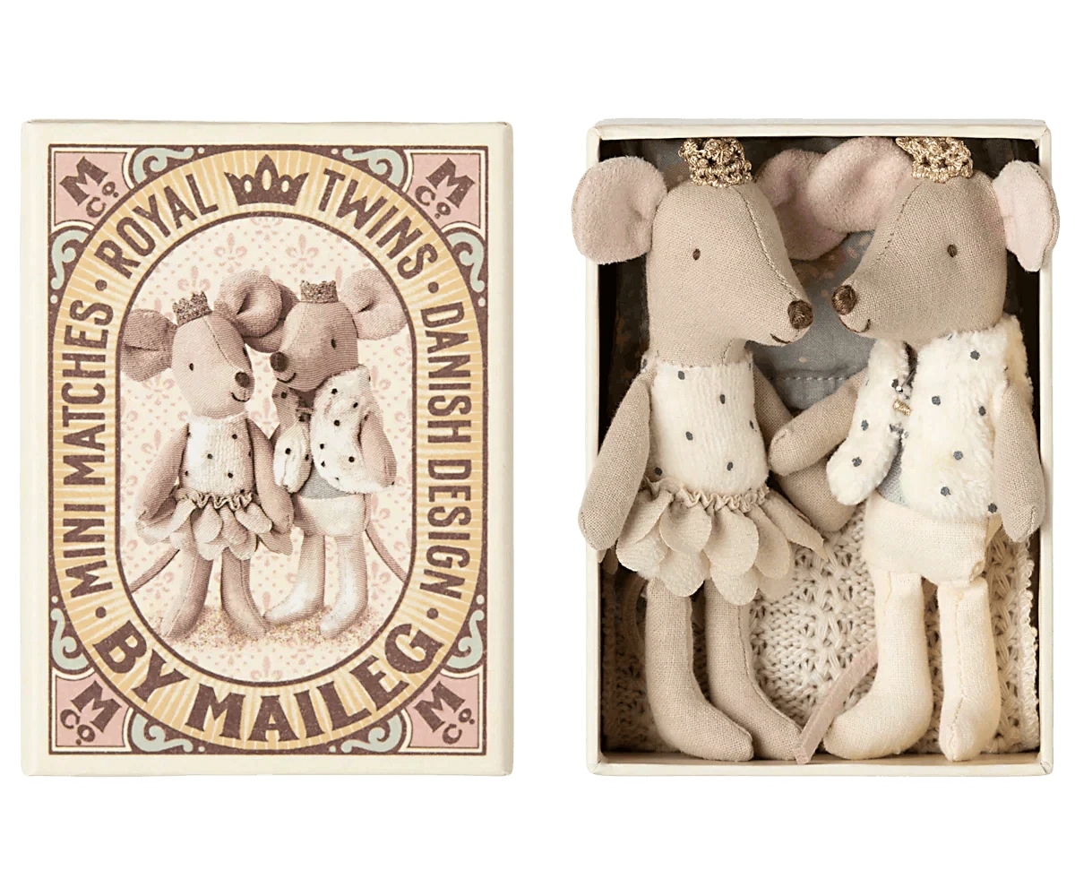 Maileg Royal Twins in Box Little Brother & Sister in Matchbox - Caitly