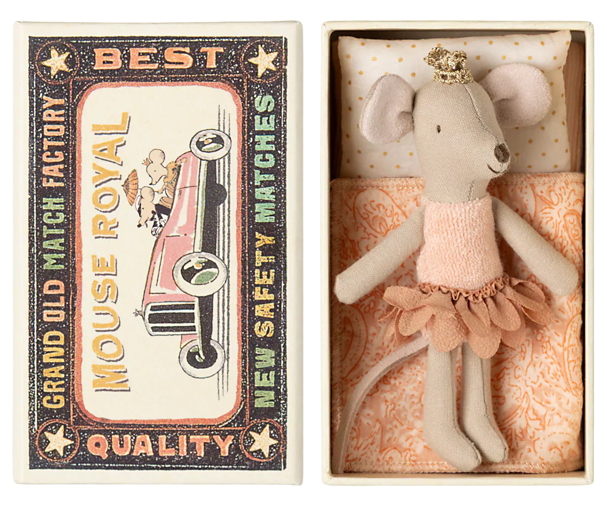 Maileg Princess Mouse, Little sister in Matchbox - Petal Skirt - Caitly