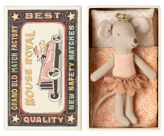 Maileg Princess Mouse, Little sister in Matchbox - Petal Skirt - Caitly