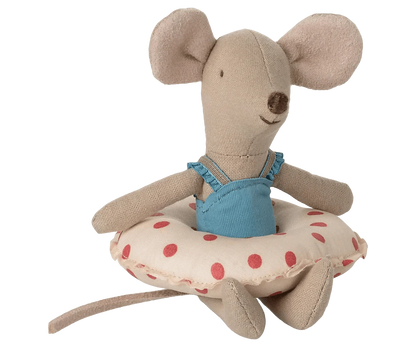 Maileg Beach mouse with float, Little sister - Red dot Jelly cat