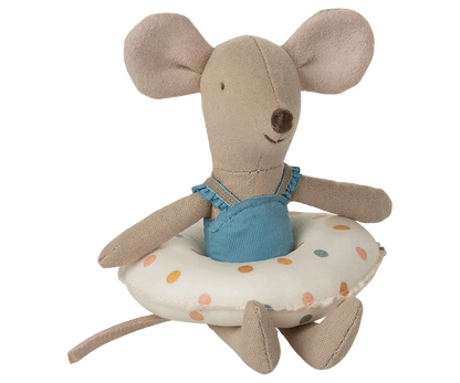 Maileg Beach mouse with float, Little sister - Multi dot Jelly cat