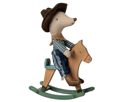 Maileg Cowboy mouse on rocking horse, Little brother - Caitly