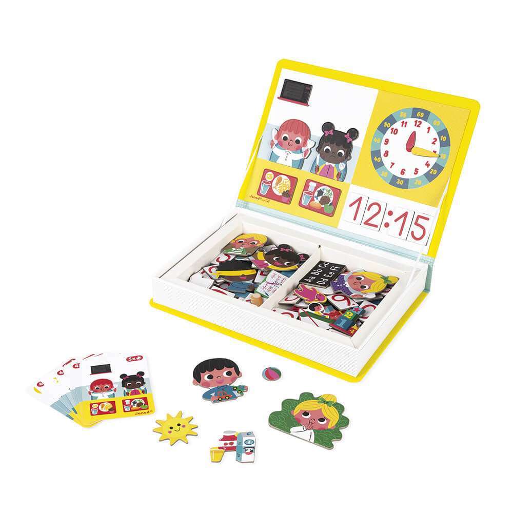 Janod Learn To Tell the Time Magneti'Book Jelly cat