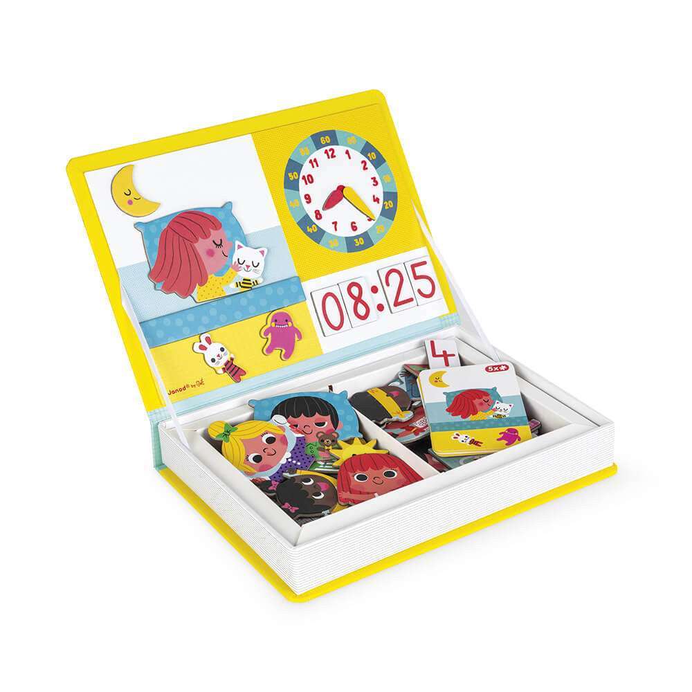 Janod Learn To Tell the Time Magneti'Book Jelly cat