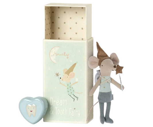 Tooth Fairy Mouse In Matchbox - Blue - Caitly