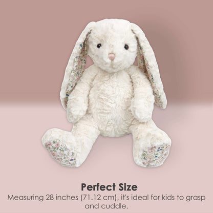 Mon Ami Faith Cream Floral Bunny Plush Toy - Caitly