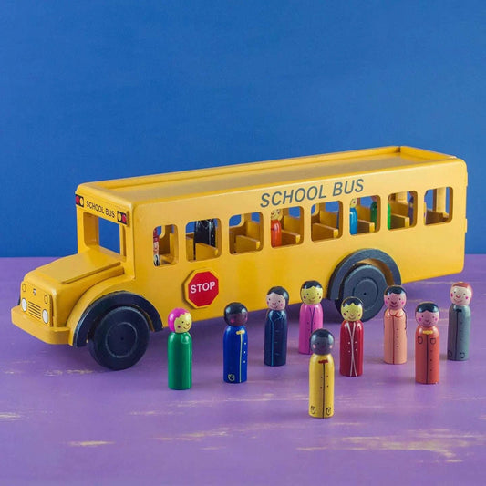 Mr Ellie Pooh Wooden School Bus with Children - Caitly