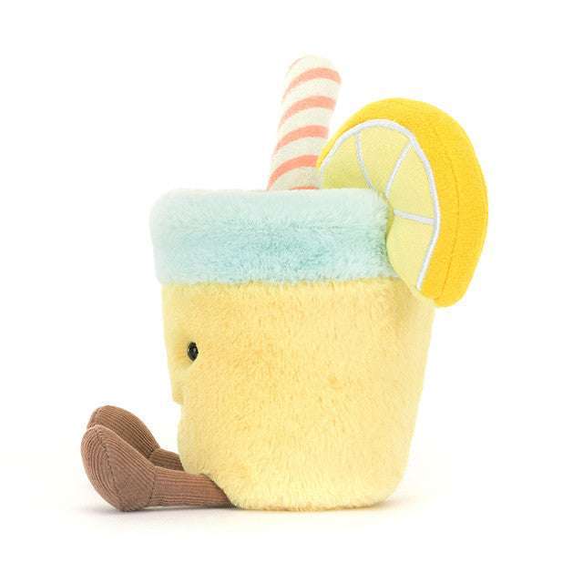 Jellycat Amuseables Lemonade play toy with soft plush lemon character, bright yellow color, and cheerful design for kids.