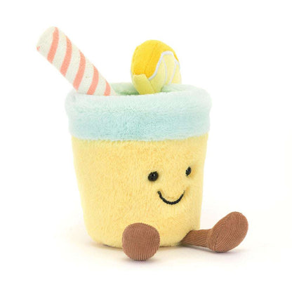 Jellycat Amuseables Lemonade plush toy with bright yellow lemon character, soft fabric, and friendly expression.