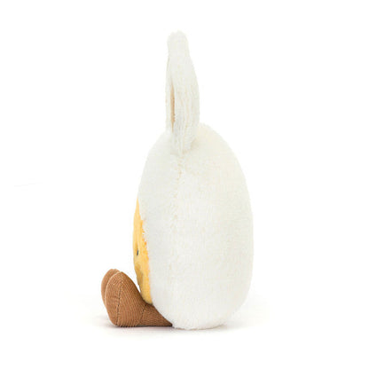 Soft Jellycat Amuseables Bunny Egg plush toy with floppy ears and a cheerful expression, perfect for playtime.
