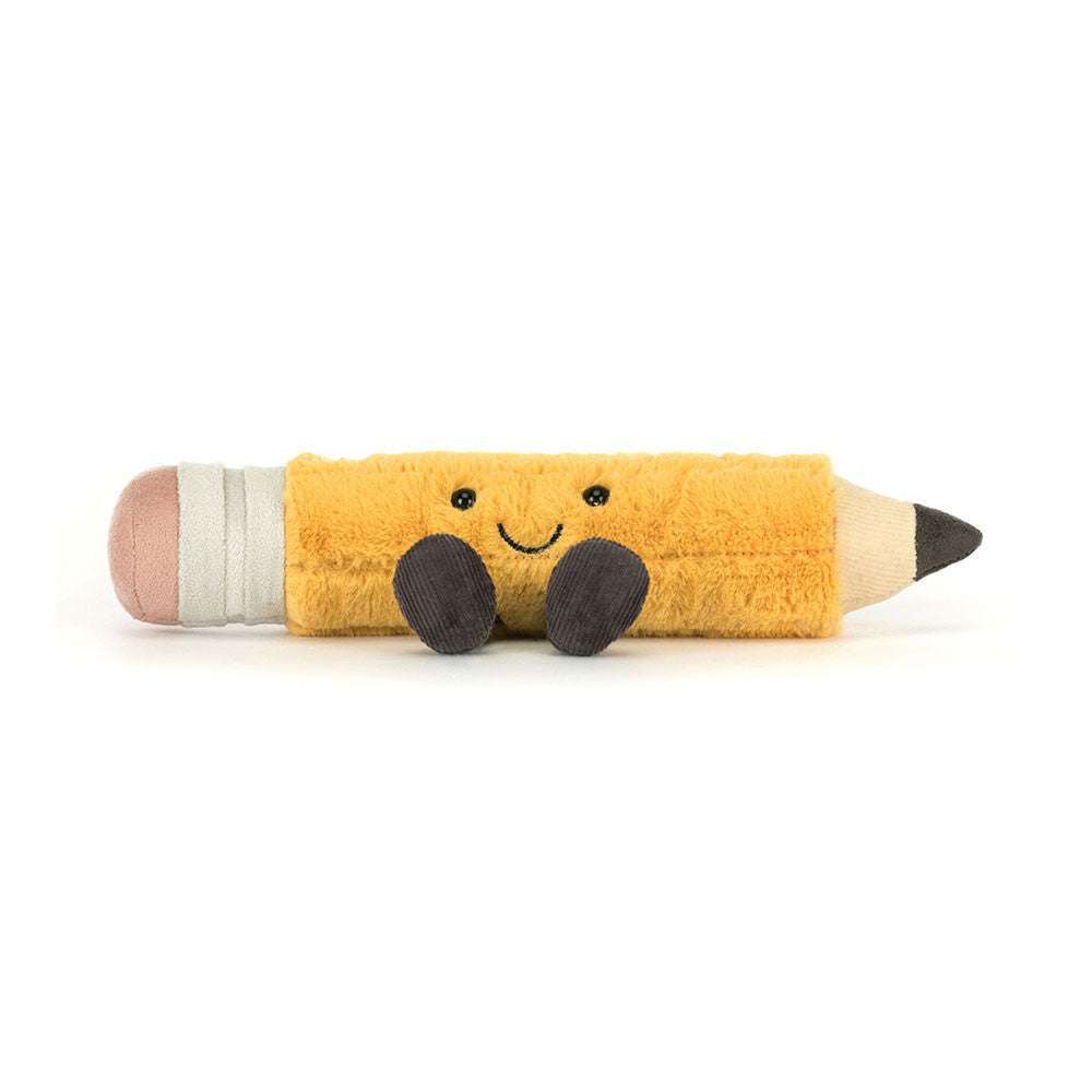 Amuseables Pencil plush toy by Jellycat, featuring a cheerful face and colorful design, perfect for playtime fun.