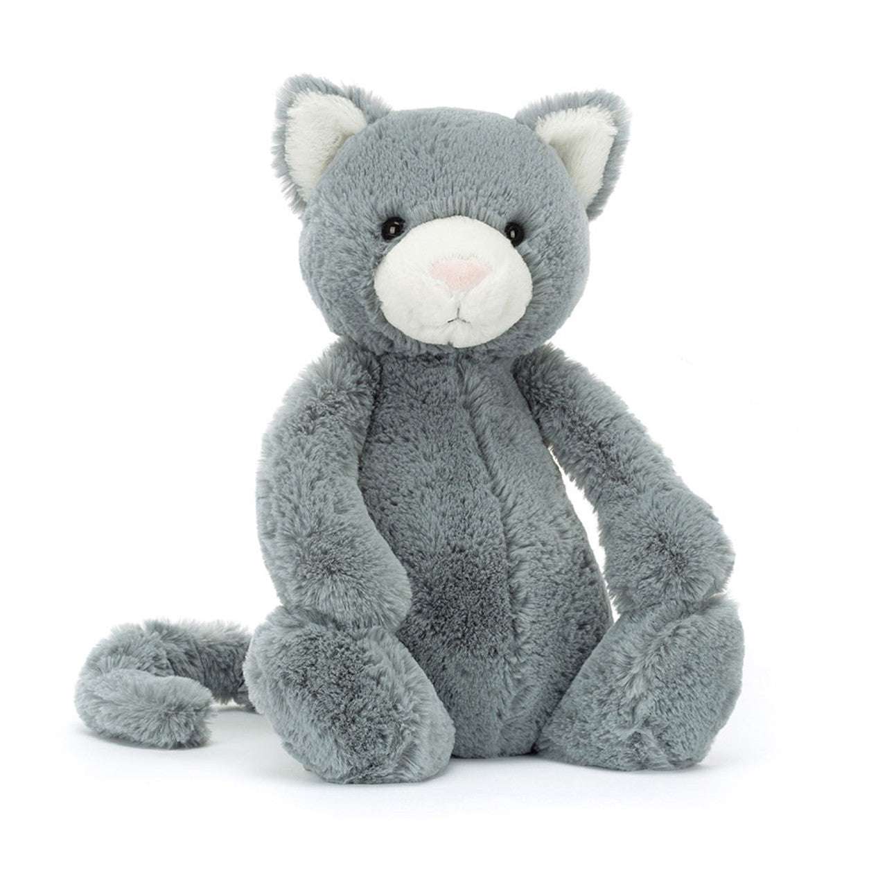 Jellycat Bashful Kitten Original plush toy in soft pink with embroidered face, perfect for cuddling and play.