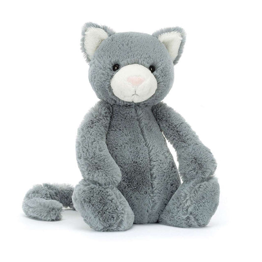 Jellycat Bashful Kitten Original plush toy in soft pink with embroidered face, perfect for cuddling and play.