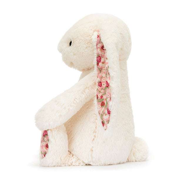 Jellycat Blossom Cream Bunny "Berry" Medium plush toy with soft cream fur and pink accents, perfect for cuddling and play.