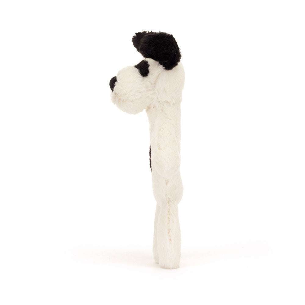Bashful Black & Cream Puppy Ring Rattle - Caitly