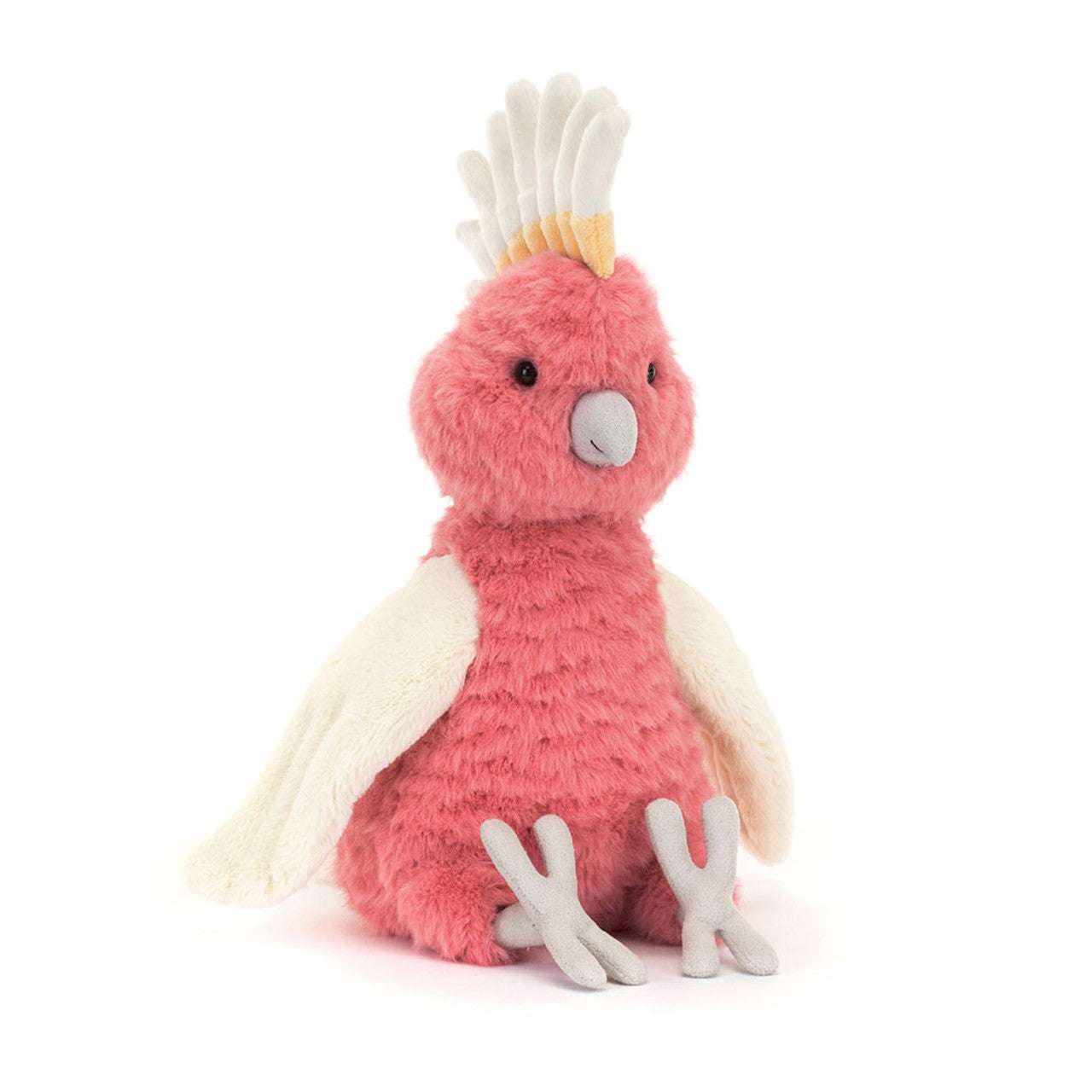 Jellycat Squawkatoo play toy featuring a colorful, plush bird design with soft textures, perfect for children's play and cuddling.