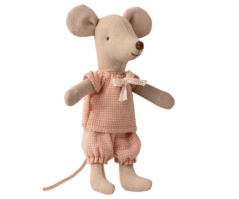 Maileg Princess Mouse, Little sister in Matchbox - Gingham Set - Caitly