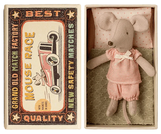 Maileg Princess Mouse, Little sister in Matchbox - Gingham Set - Caitly