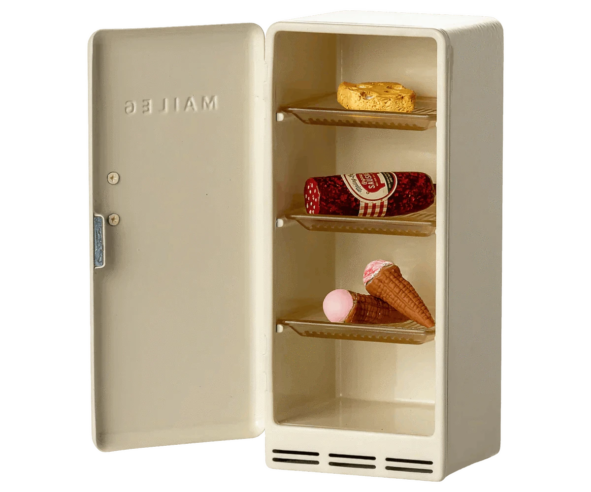 Maileg Metal Fridge, Mouse - Off white - Caitly
