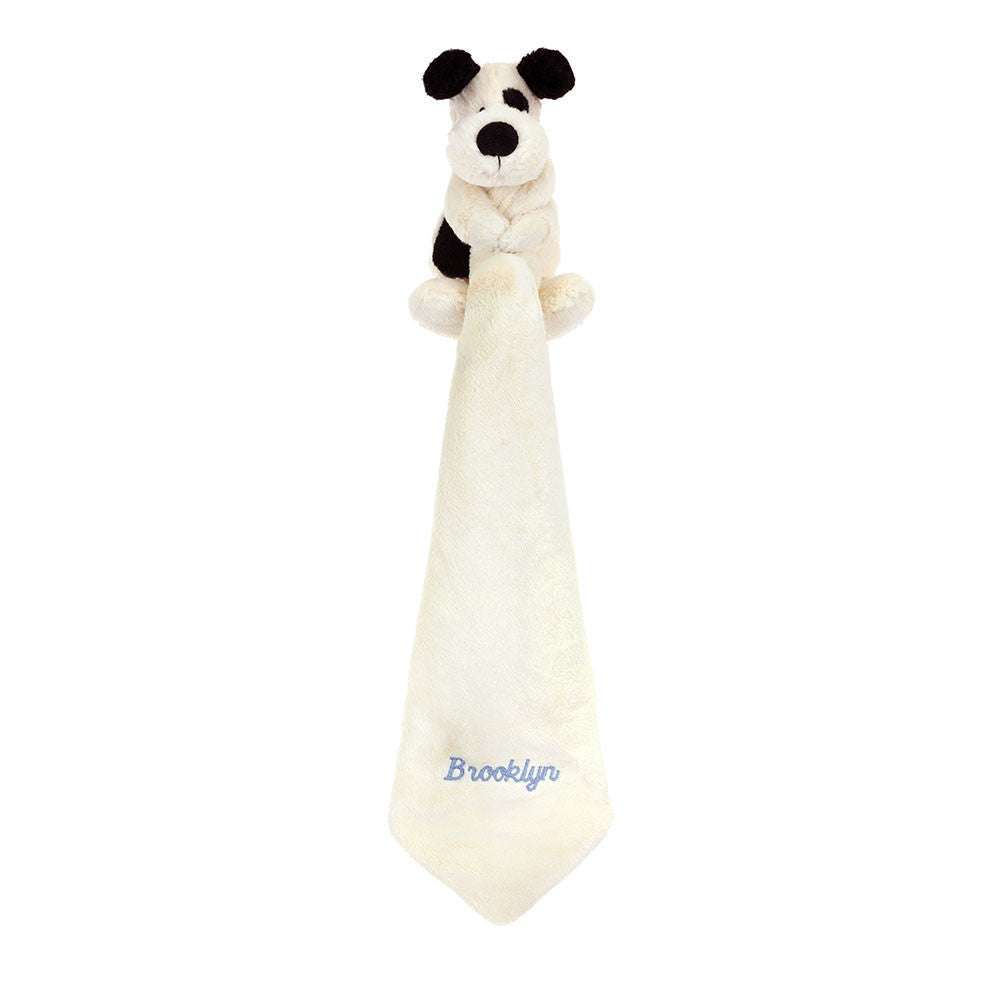 Personalised Bashful Black & Cream Puppy Soother - Caitly